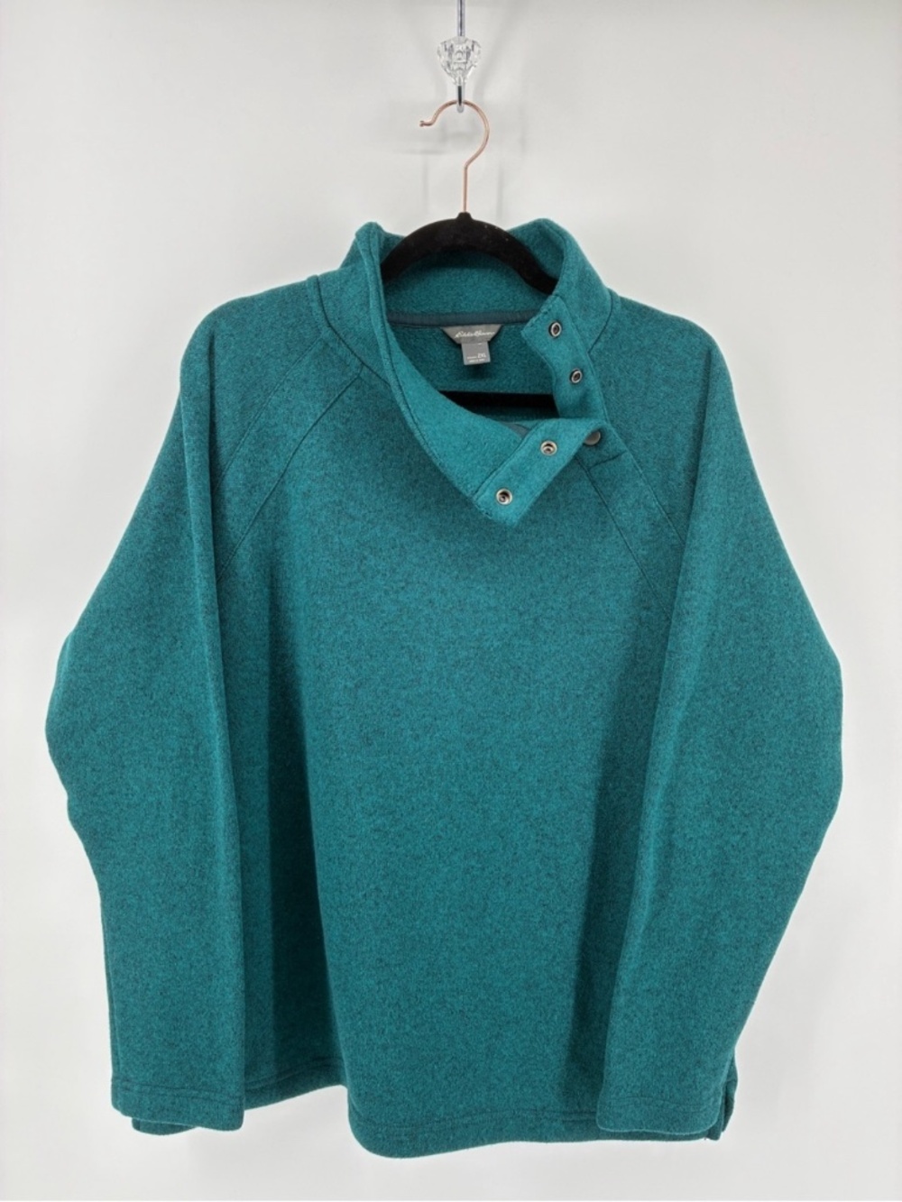 Eddie Bauer Teal Snap-Button Funnel Collar Pullover